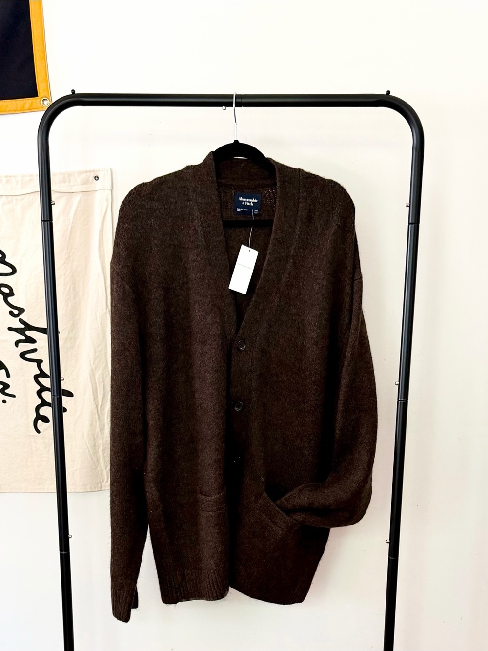 Abercrombie & Fitch Dark Brown V-Neck Button Cardigan